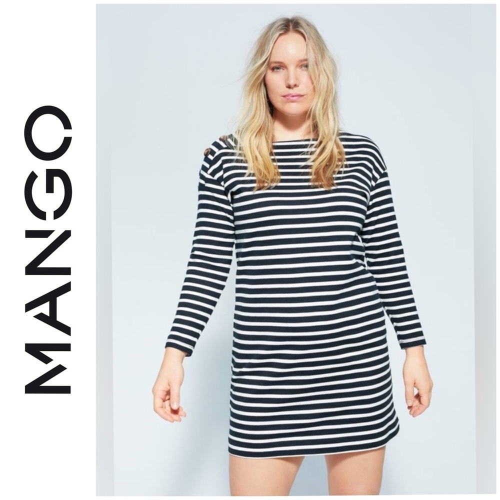 Violeta by Mango Buttoned Striped Dress